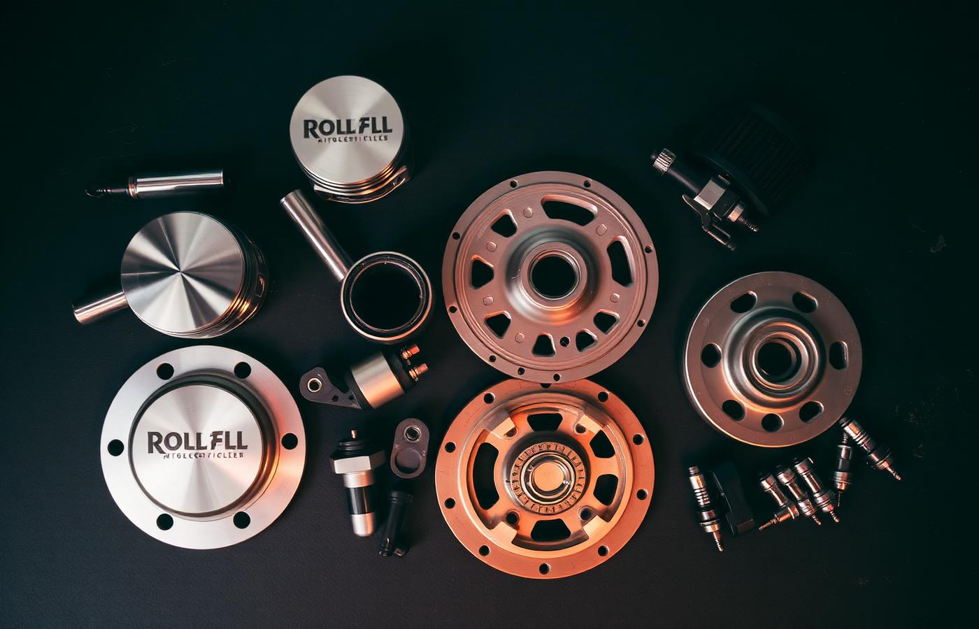 Royal Enfield spare parts laid out on a workbench